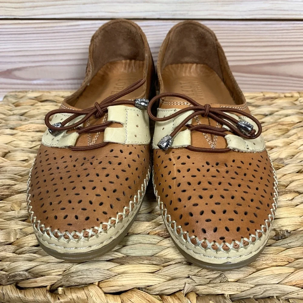 Rossella Lopes‎ Italian Shoes Womens 36 Perforated Leather Loafers Thick Stitch